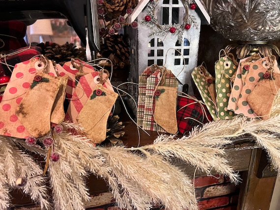 Primitive Christmas Gift Tags. Handmade