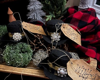 Primitive Snowman Hats Bowl Fillers. Handmade