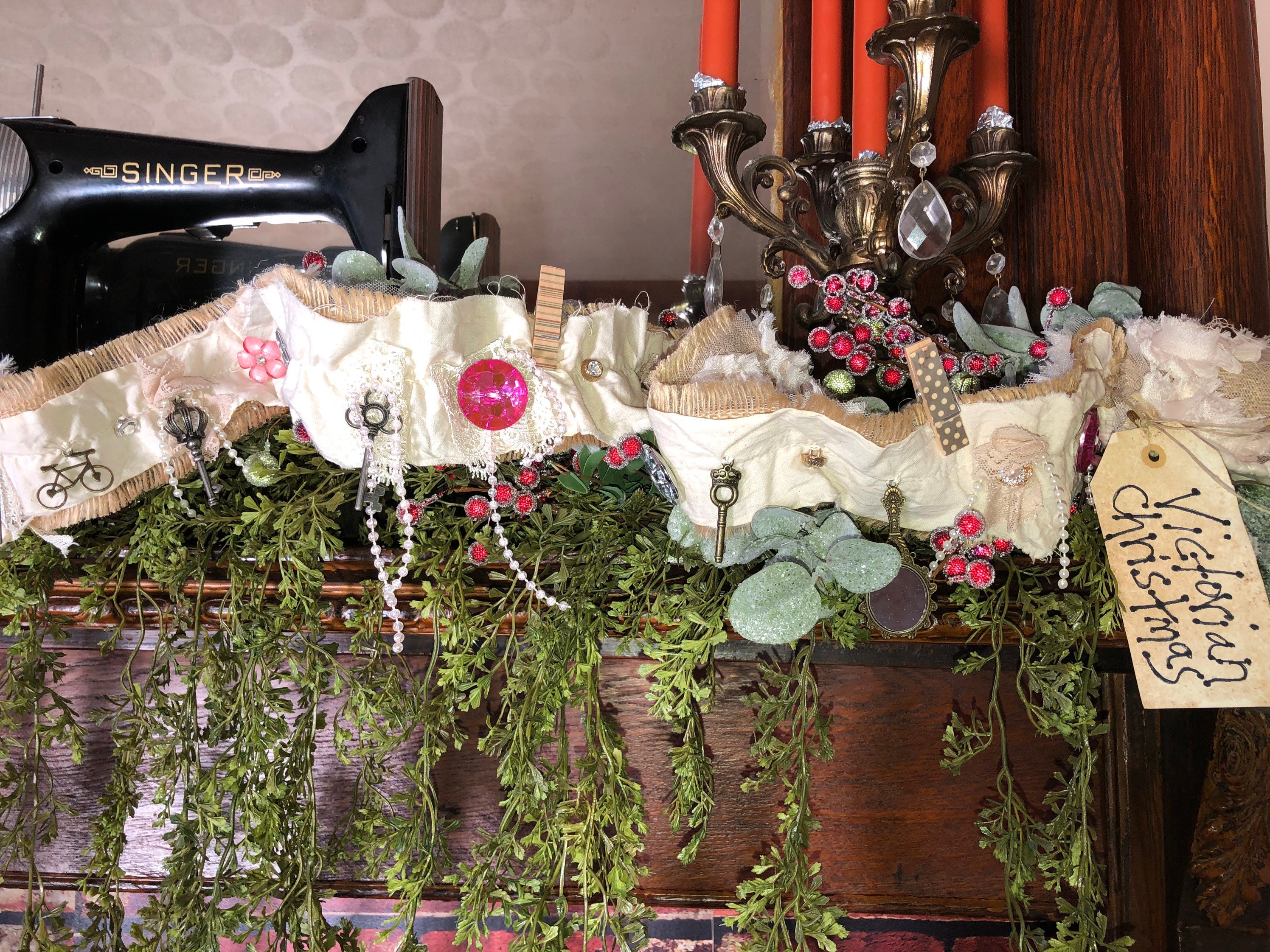 Primitive Victorian Garland. Handmade Etsy