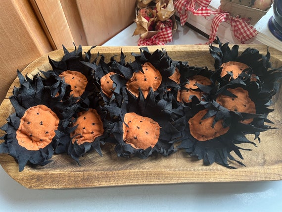 Primitive Halloween Sunflowers. Handmade