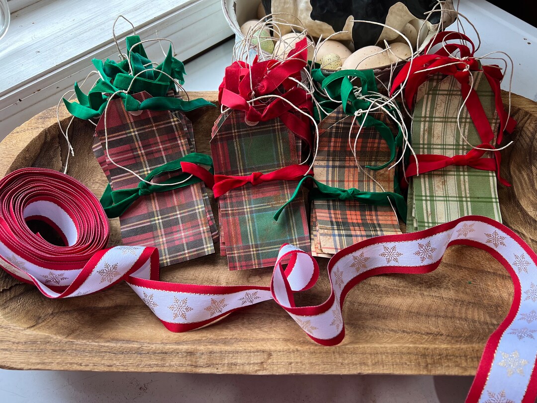 Primitive Plaid Christmas Gift Tags. - Etsy