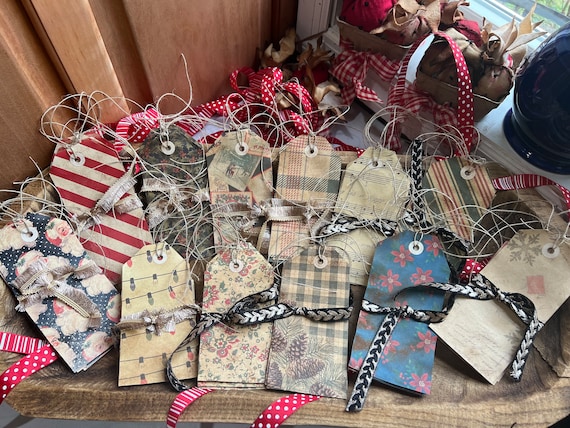 Primitive Christmas Gift Tags. Handmade