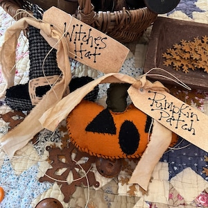 Primitive Witches Hat and Pumpkin. Handmade