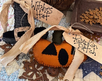 Primitive Witches Hat and Pumpkin. Handmade