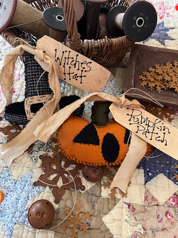 Primitive Witches Hat and Pumpkin. Handmade