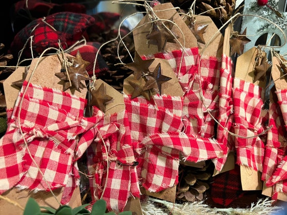 Primitive Christmas Americana Tags. Handmade