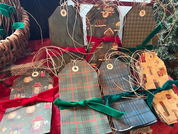 Primitive Christmas Camping Theme Gift Tags. Handmade