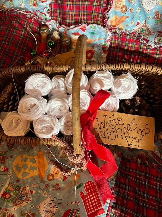 Christmas White Satin Roses. Handmade