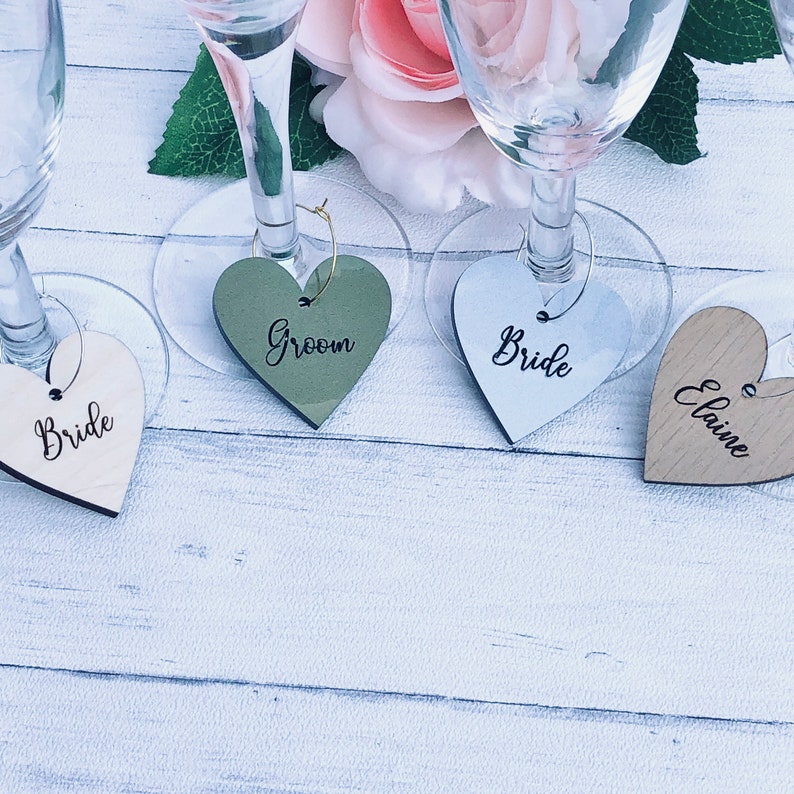 Drink charms personalised with your guests name, ideal for weddings, party celebrations, hen party