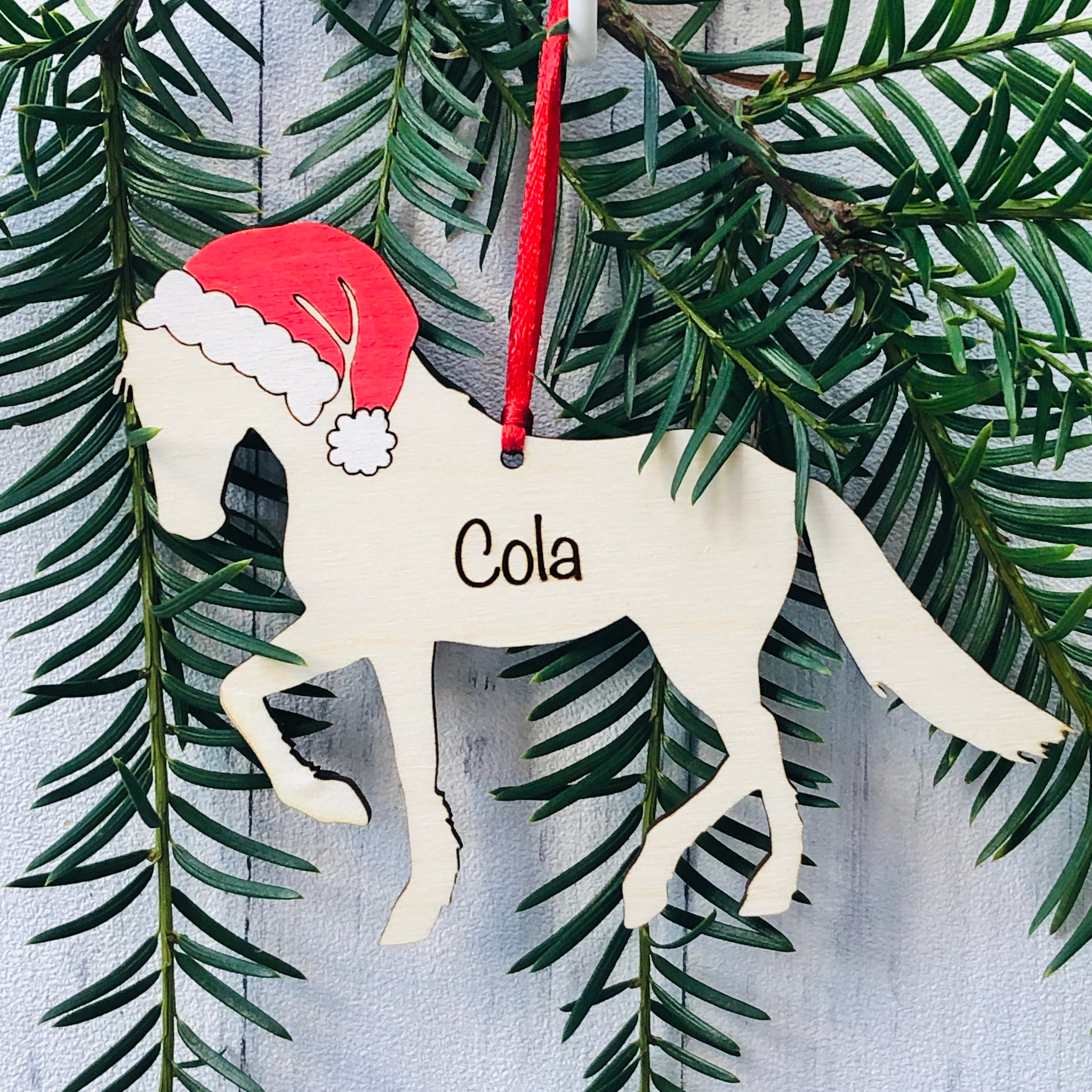 Personalised wooden horse Christmas Tree Decoration/laser Etsy