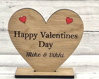 Valentines Day gift for him/her/personalised laser engraved Valentines Day gift/oak wood free-standing Valentine Day Gift in the UK