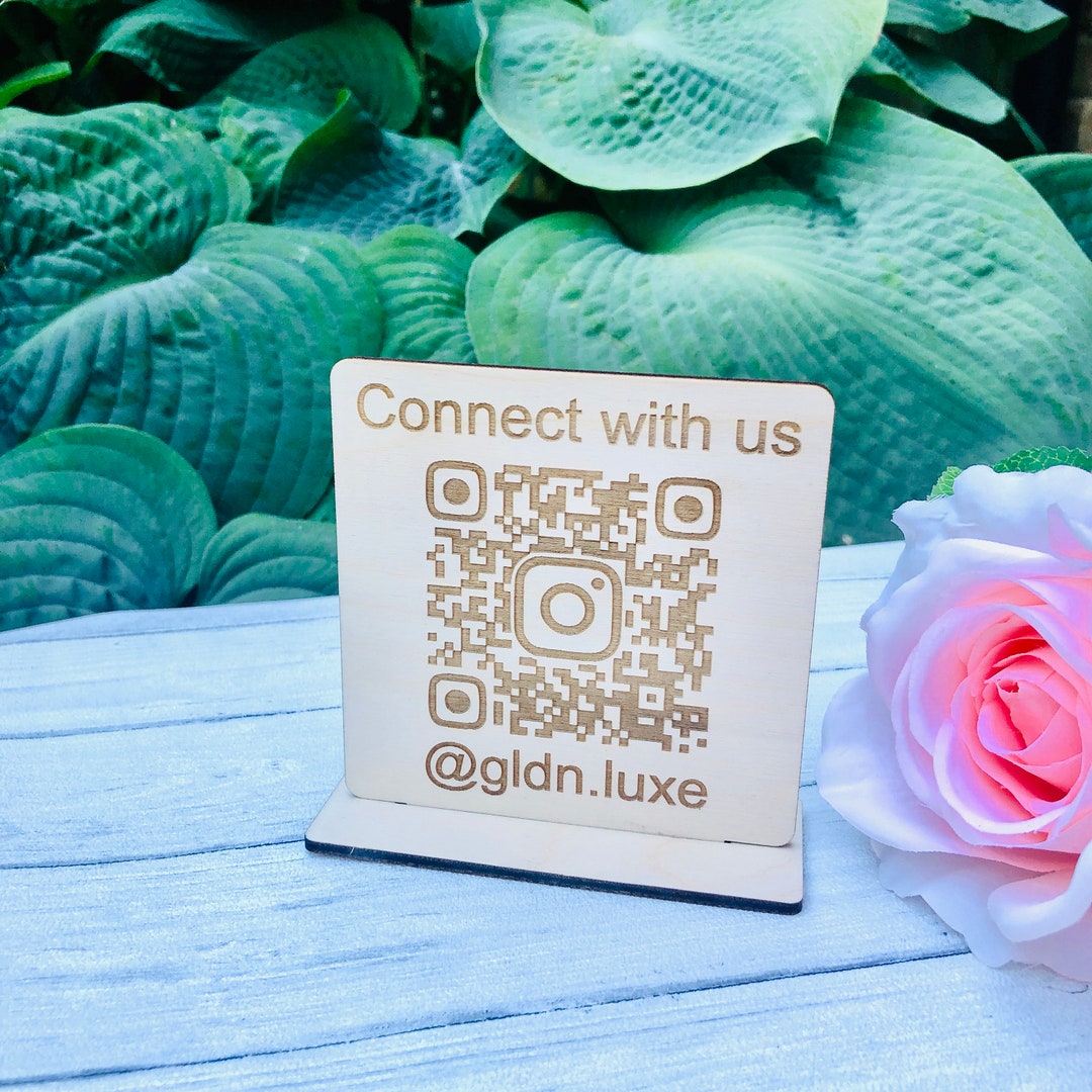 Custom Engraved QR Code Sign: Birch Wood Business Display - Etsy