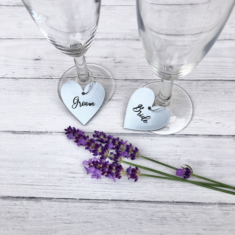 Silver wedding drink charms personalised