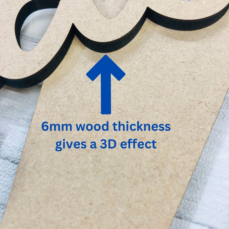 our script names for signage are 6mm wood thickness giving a 3D effect