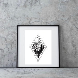 Nature In Diamond 4” , digital prints, home decor, tattoo designs