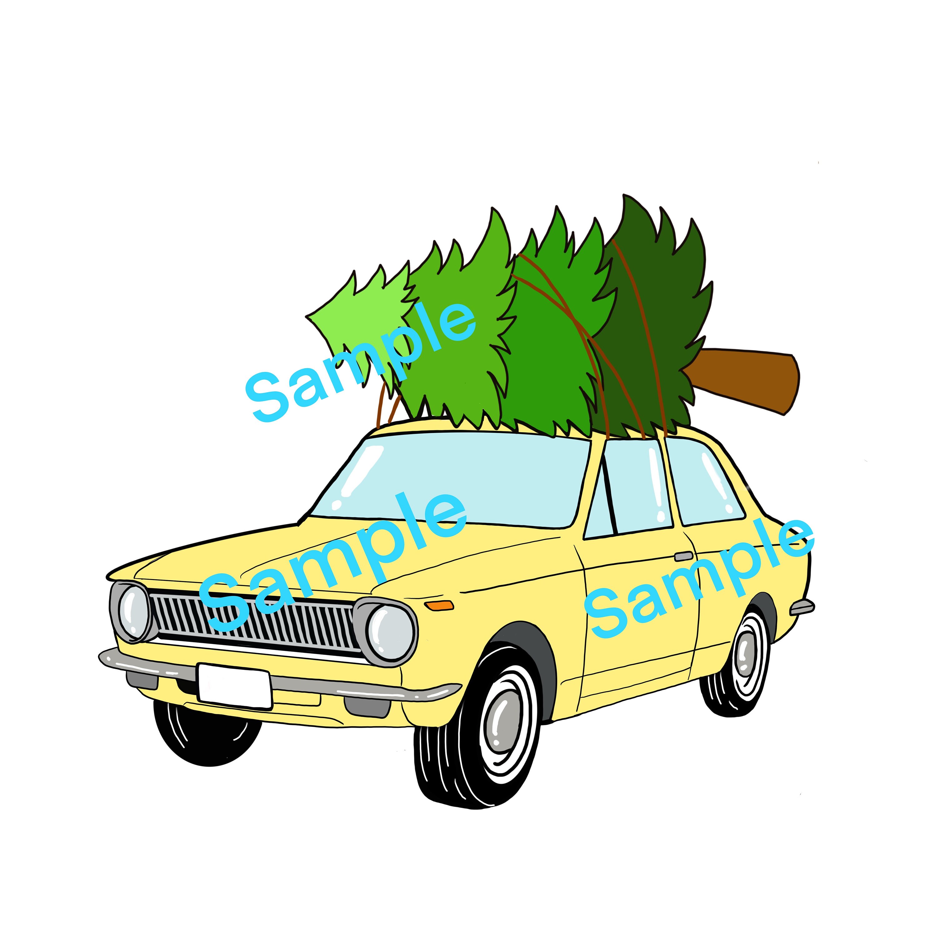 ON SALE retro Toyota With Christmas Tree Digital Prints Etsy