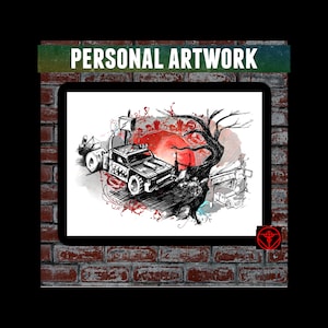 heavy duty rat rod drawing print, hand drawing design with a digital background, personalisation available, classic modified truck poster