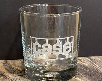 Vintage-Inspired JI Case Engraved Glass Tumbler: Cold Drinks