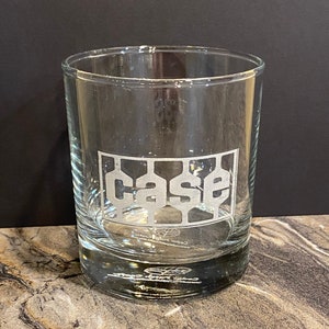 Vintage-Inspired JI Case Engraved Glass Tumbler: Cold Drinks