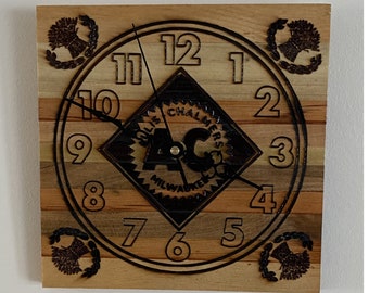 Allis Chalmers Wall Clock Made from Recycled Wood, Battery powered clock, country decor