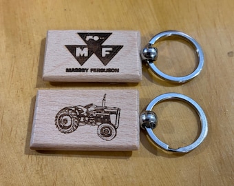 Massey Ferguson Tractor Wooden Key Chain