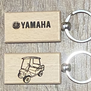 Houten sleutelhanger golfkar Yamaha