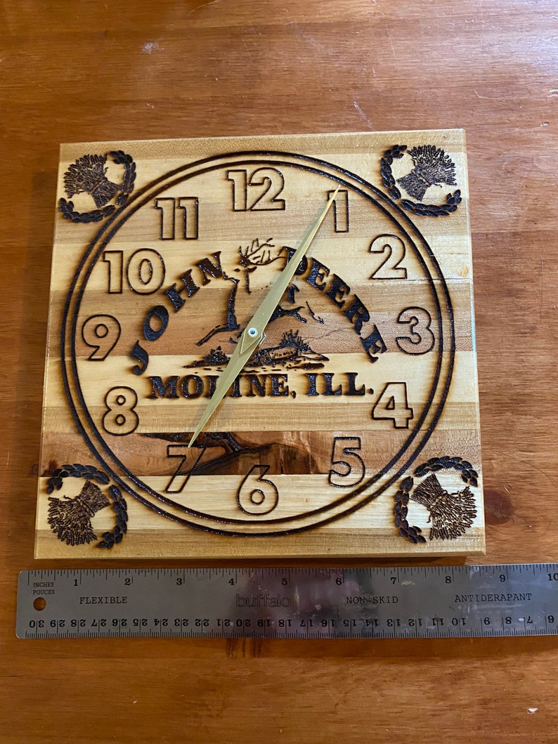 John Deere Wall Clock Made From Recycled Wood Battery Powered Etsy