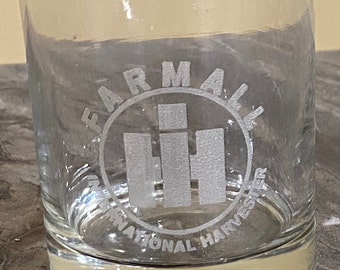 Vintage Farmall Engraved Glass Tumbler - Quench Your Thirst in Style!