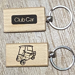 Clubauto golfkar houten sleutelhanger