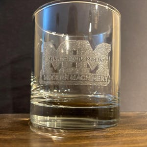 Minneapolis Moline Engraved Glass Tumbler, Drinking Glass, 11 oz