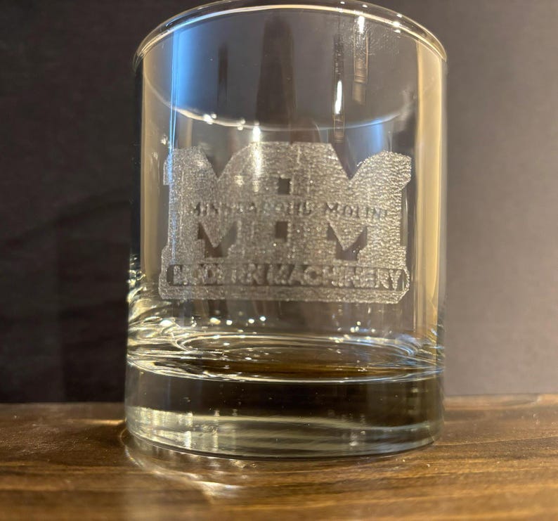 Minneapolis Moline Engraved Glass Tumbler, Drinking Glass, 11 oz