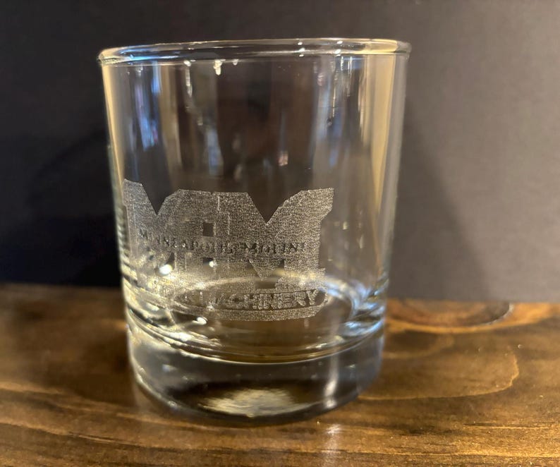 Minneapolis Moline Engraved Glass Tumbler, Drinking Glass, 11 oz