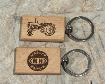 Massey Harris Tractor Wooden Key Chain