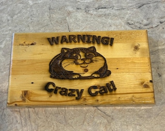 SVG and JPEG files - "Warning! Crazy Cat" Sign