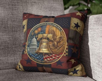 USA 250th Anniversary Pillowcase, Patriotic Eagle Faux Suede Pillow