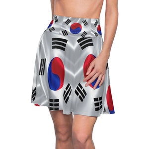 Korea Flag Women's Skater Skirt Korea day Multi Cultural Dress Attire Crisply PRINTED image 8