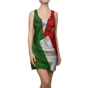 Italy Flag Women's  Racerback Dress | Italy Flag summer Dress | Multi Cultural Italian Womens Dress. Crisply PRINTED.