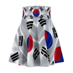 Korea Flag Women's Skater Skirt Korea day Multi Cultural Dress Attire Crisply PRINTED image 2