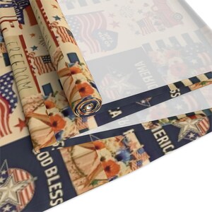 Patriotic Patchwork Pattern Table Runner | Americana Stars Stripes image 8