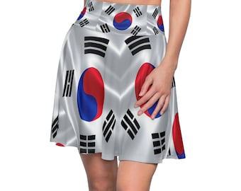 Korea Flag Women's Skater Skirt | Korea day Multi  Cultural  Dress Attire | Crisply PRINTED