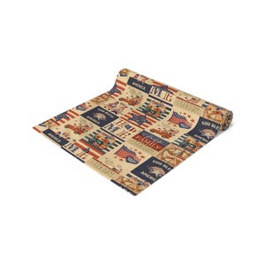 Patriotic Patchwork Pattern Table Runner | Americana Stars Stripes image 12