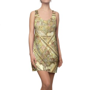 USA Vintage Landkarte | Damen Racerback Kleid | Sommer-Event Einzigartige Kleidung | Amerika vintage Map Kleid