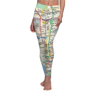 Einzigartige Leggings, New York City Subway Map Damen Lässige Leggings | Eine der Art NY Subway Map Leggings