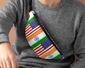 India-USA Mixed Flag  Fanny Pack| USA India  Mixed  Flag Fanny pack  bag | Gifts & Souvenirs | Travel Bag | Crisply Printed