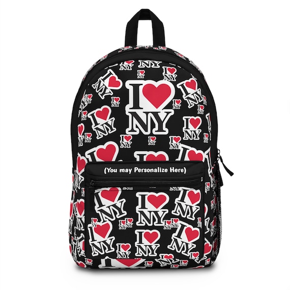 Sac à Dos I Love NY Bleu Neuf Avec étiquettes - Toile, 65 Cm, Idéal Voyage Et Décontracté