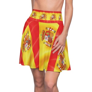 Spain Flag Women&#39;s Skater Skirt | Euro 2024 Champions / UEFA Champion Celebration Event Spain Flag attire
