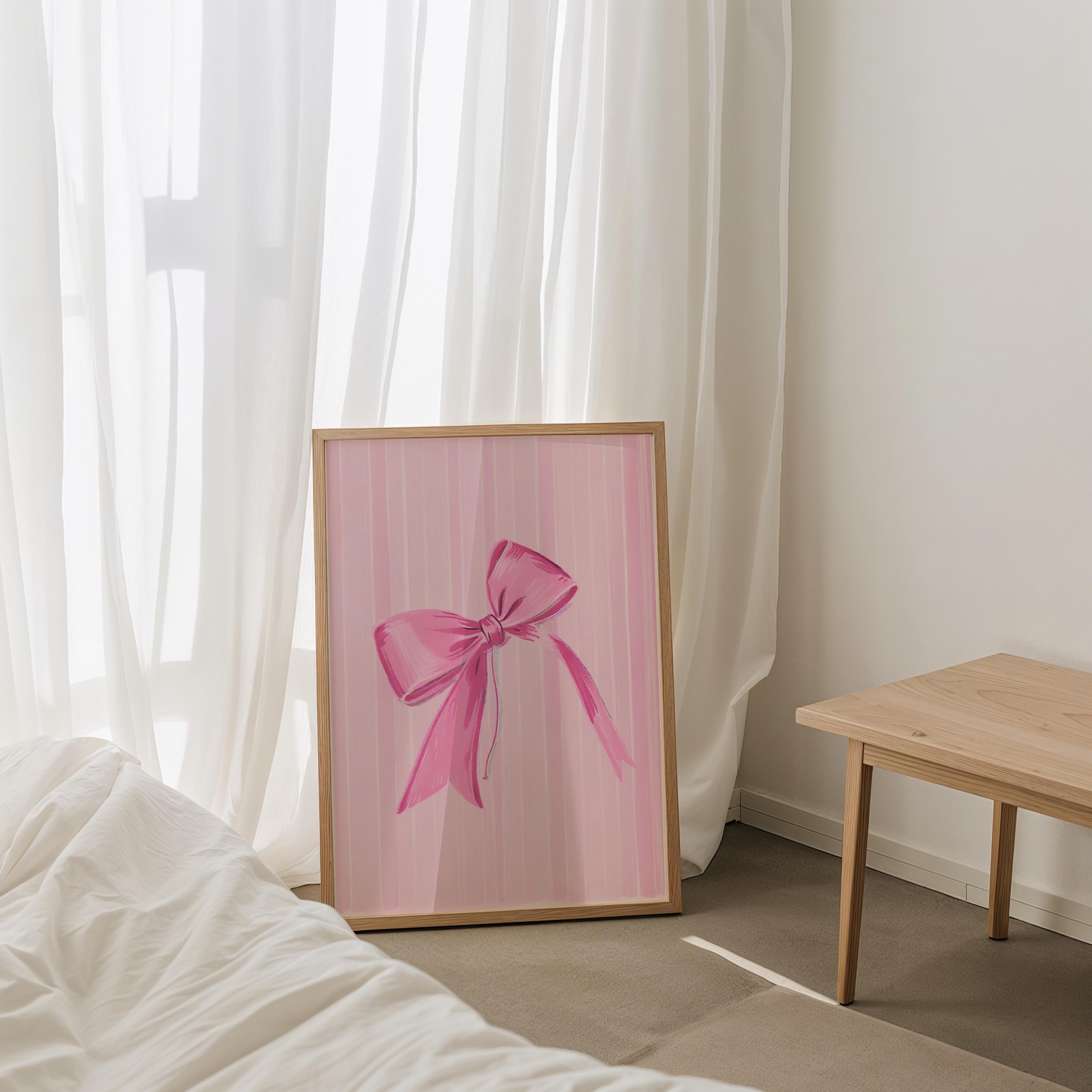 Set Di 4 Stampe Artistiche Da Parete Rosa – Decorazione Preppy Coquette Con Fiocchi, Ciliegie, Palla 8 – Quadri Tela 30x40 Cm Per Camera Da Letto E Dormitorio