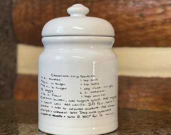 Small Cookie Jar with handwriting from your recipe.