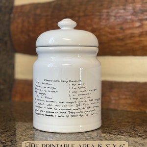 Small Cookie Jar with handwriting from your recipe.