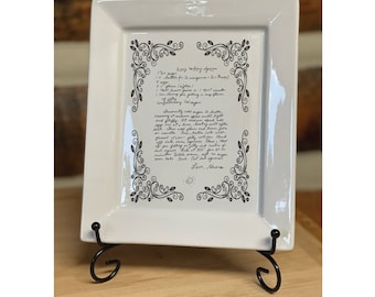 Custom Porcelain Recipe Plates with favorite recipe or photos or handwriting with editing and customization